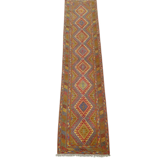 Mashwani runner rug 362 x 72 cm full view geometric tribal pattern