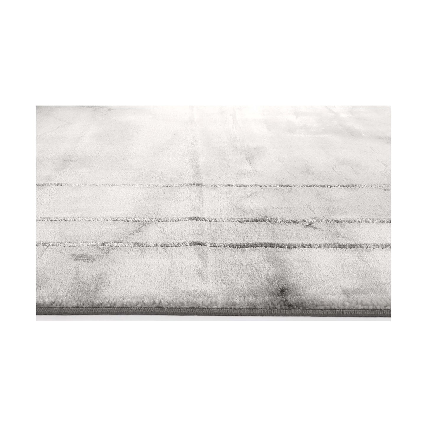 Edge texture detail of Modern Antep Grey Designer Rug showing soft grey and white surface
