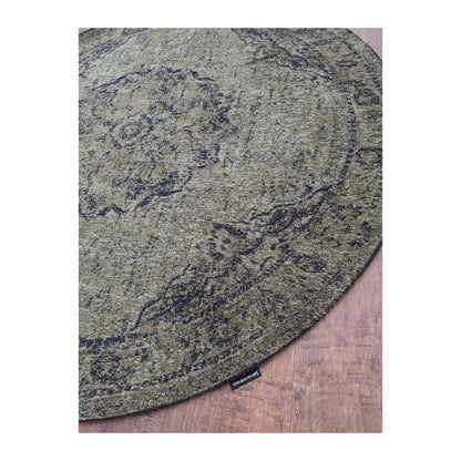 Angled detail of moss round rug showing pattern and edge finish, 160 cm