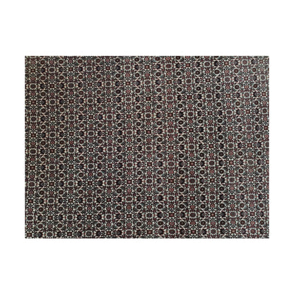Close-up of Persian Bidjar rug showing dense repeating geometric field pattern and wool pile texture, 257 x 250 cm