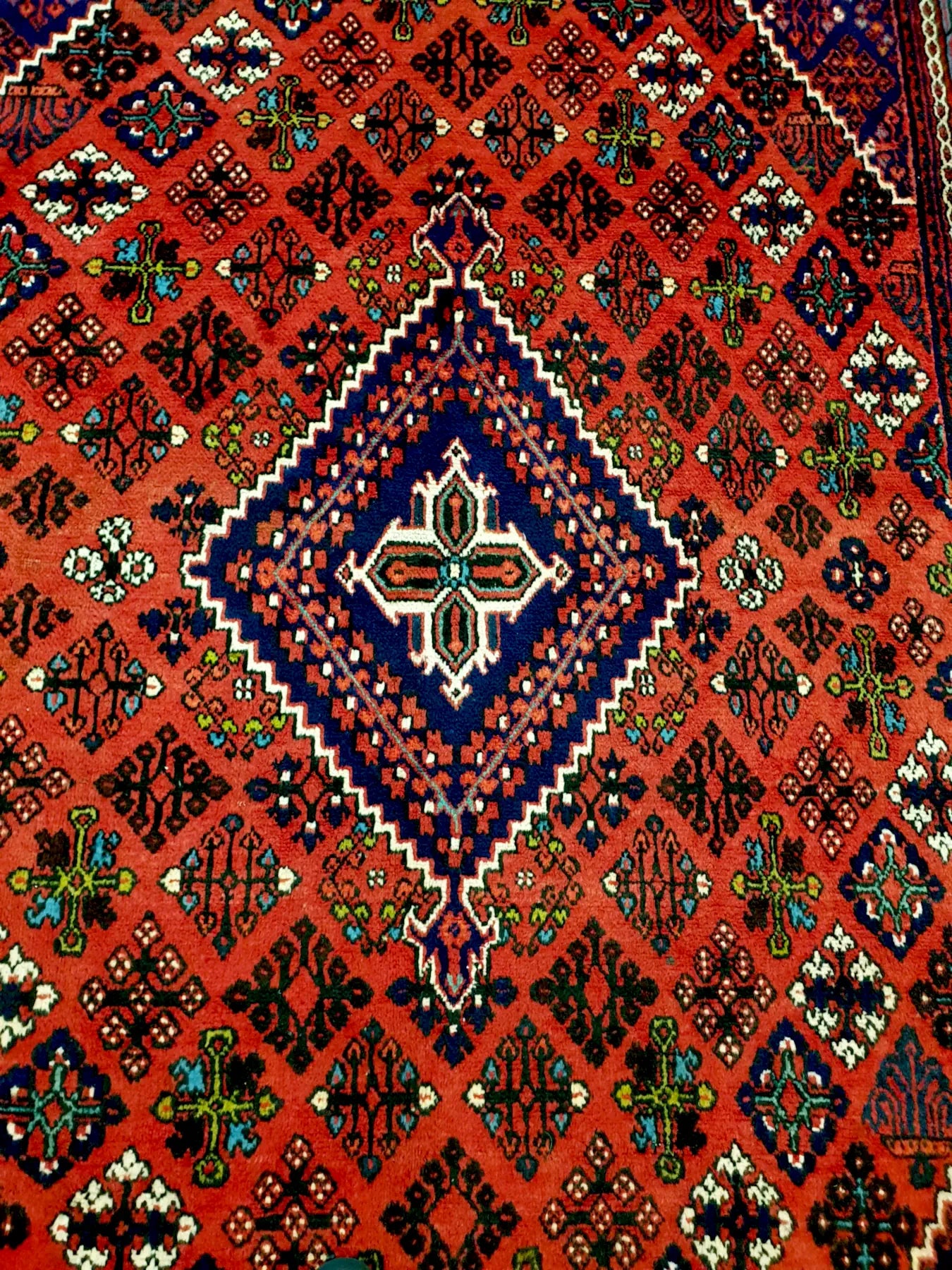 Detail view of Persian Meimeh rug 300 x 210 cm showing motif and weave