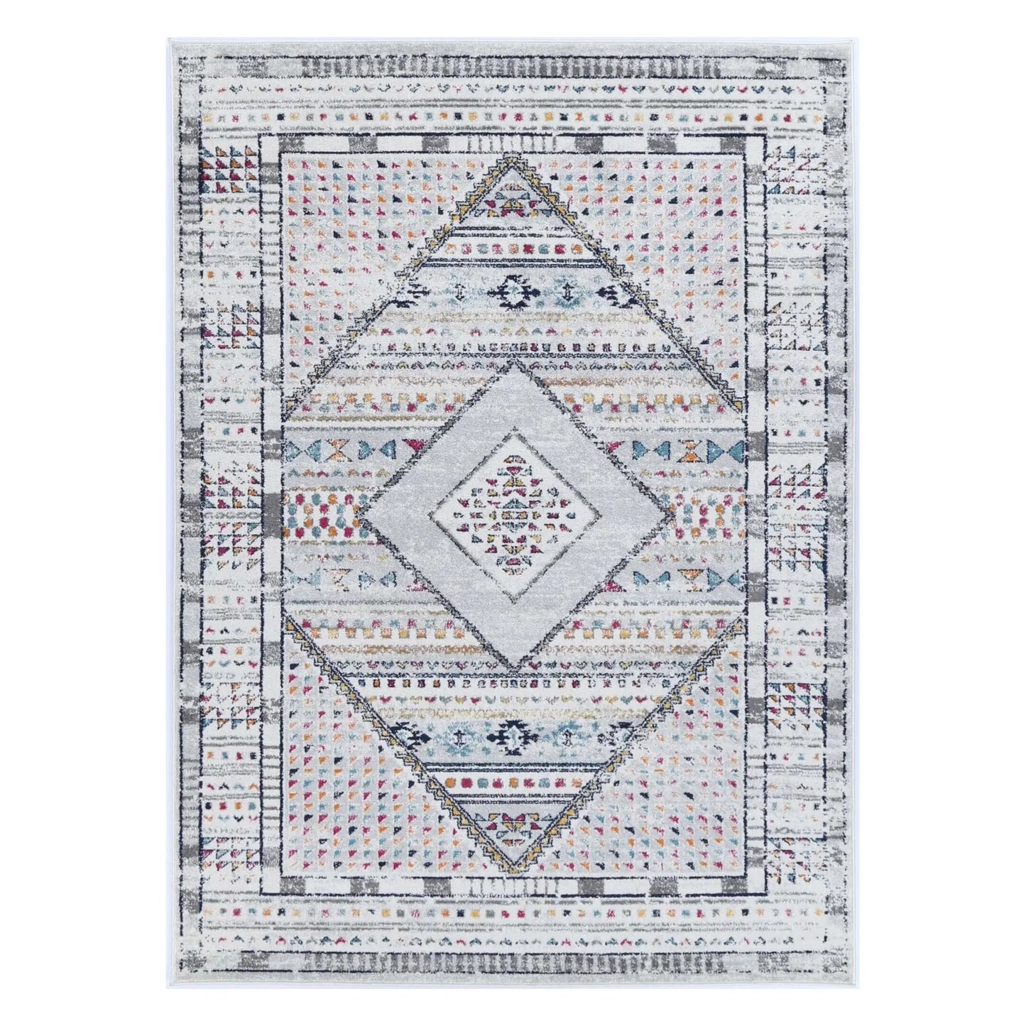 Provence grey pink medallion rug 290 x 200 cm full view