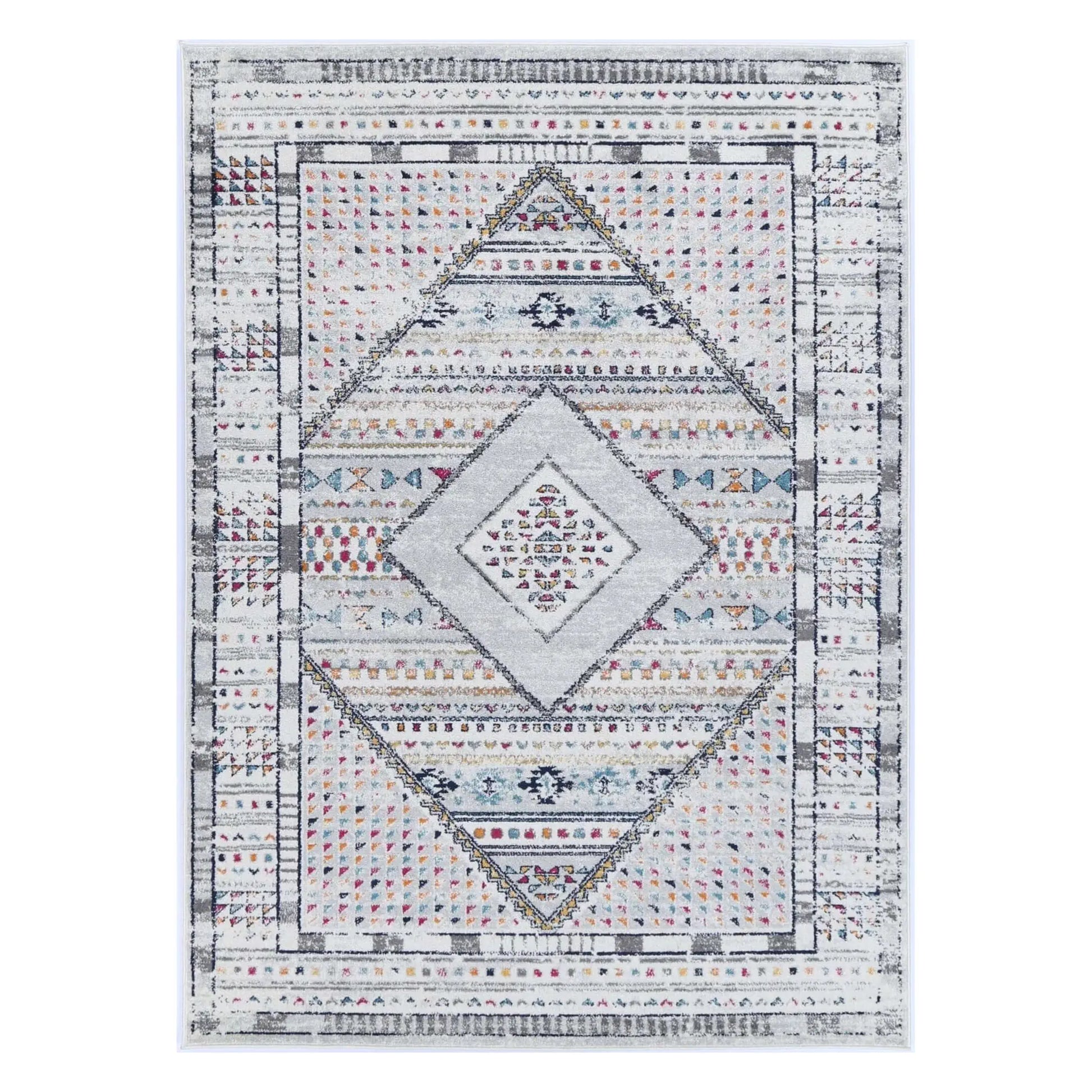 Provence grey pink medallion rug 290 x 200 cm full view