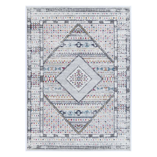 Provence grey pink medallion rug 290 x 200 cm full view