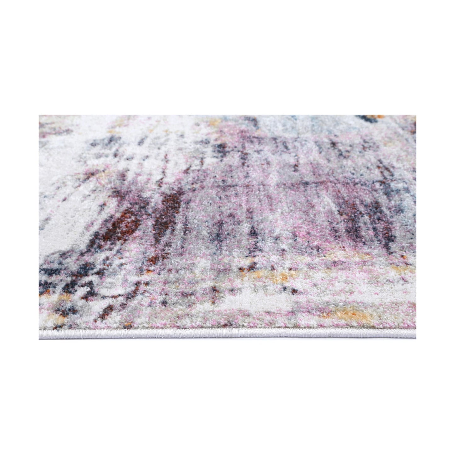 Low pile detail of Santa Fe Verada Abstract Rug showing soft abstract pattern and blended cream-grey tones