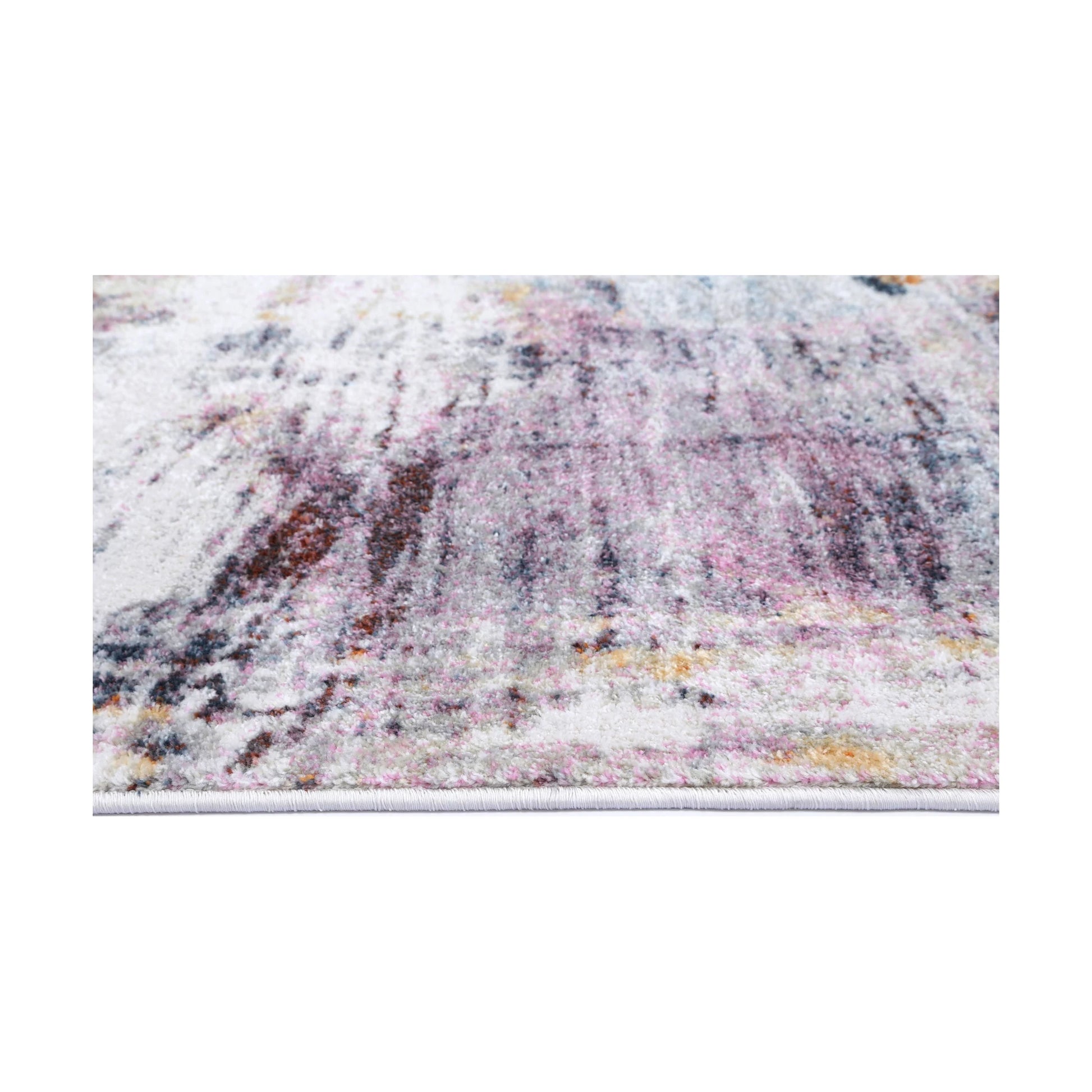 Low pile detail of Santa Fe Verada Abstract Rug showing soft abstract pattern and blended cream-grey tones