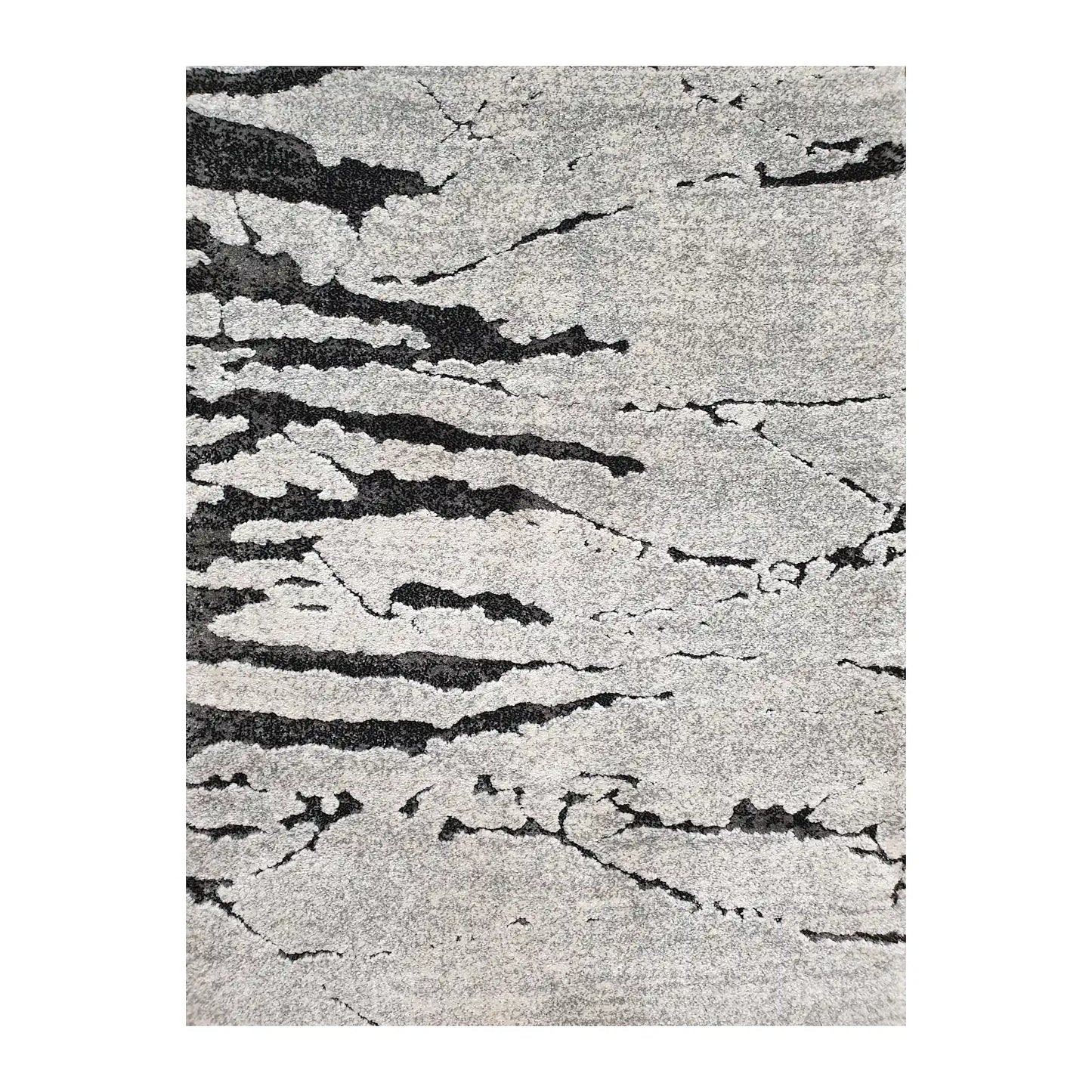 Close-up of Stella Grey Runner Rug showing black abstract line pattern across a light grey ground