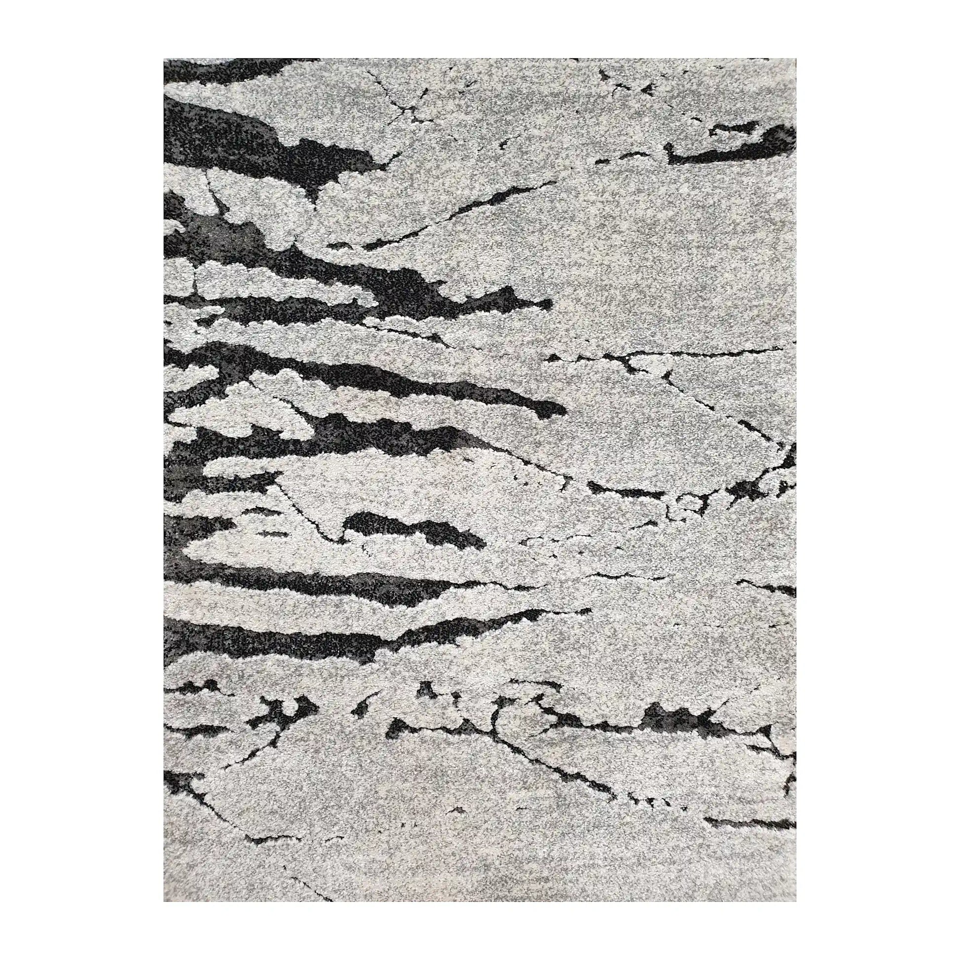Close-up of Stella Grey Runner Rug showing black abstract line pattern across a light grey ground