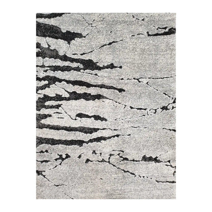 Close-up of Stella Grey Runner Rug showing black abstract line pattern across a light grey ground