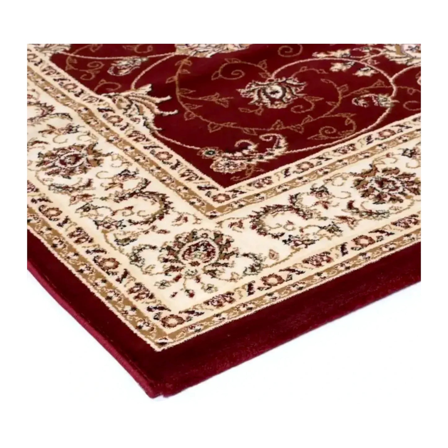 Suzani red rug corner and border detail