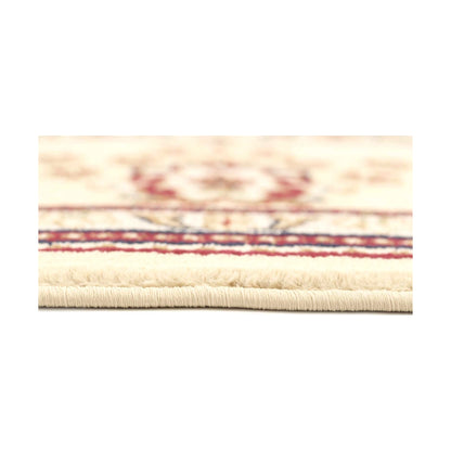 Edge texture detail of Traditional Classica Cream Designer Rug showing cream pile and border lines