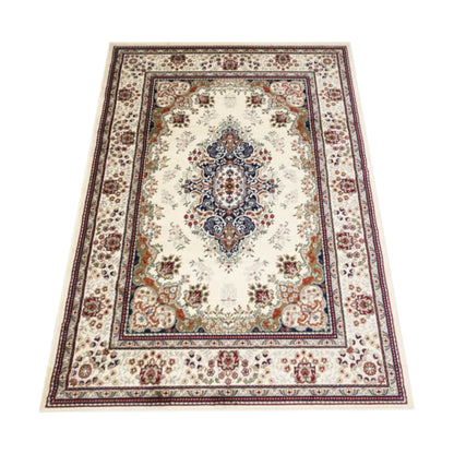 Front view of Traditional Classica Cream Designer Rug showing cream field and ornate classic pattern