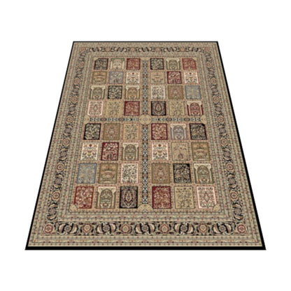 Angled view of Traditional Isfahan Multicolour Premium Designer Rug showing panelled pattern and decorative border