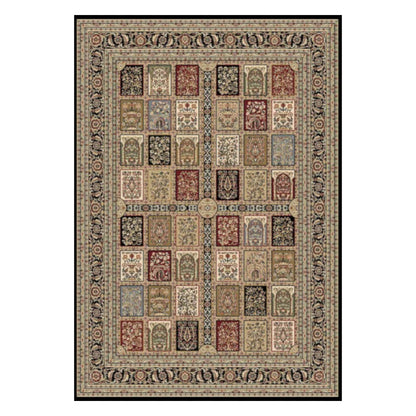 Full view of Traditional Isfahan Multicolour Premium Designer Rug with panelled garden design and ornate border