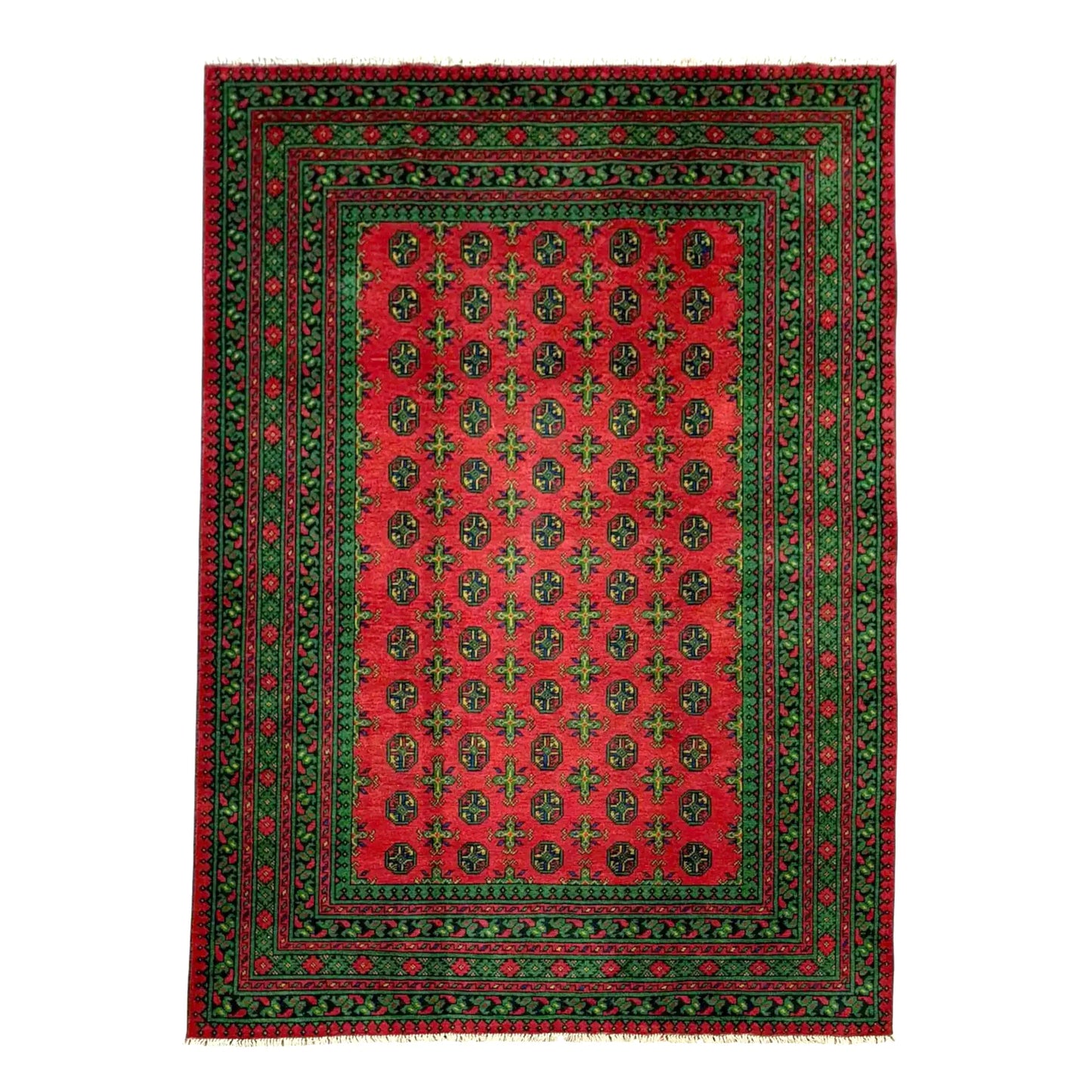 Turkoman hand-knotted wool rug 303 x 199 cm full view