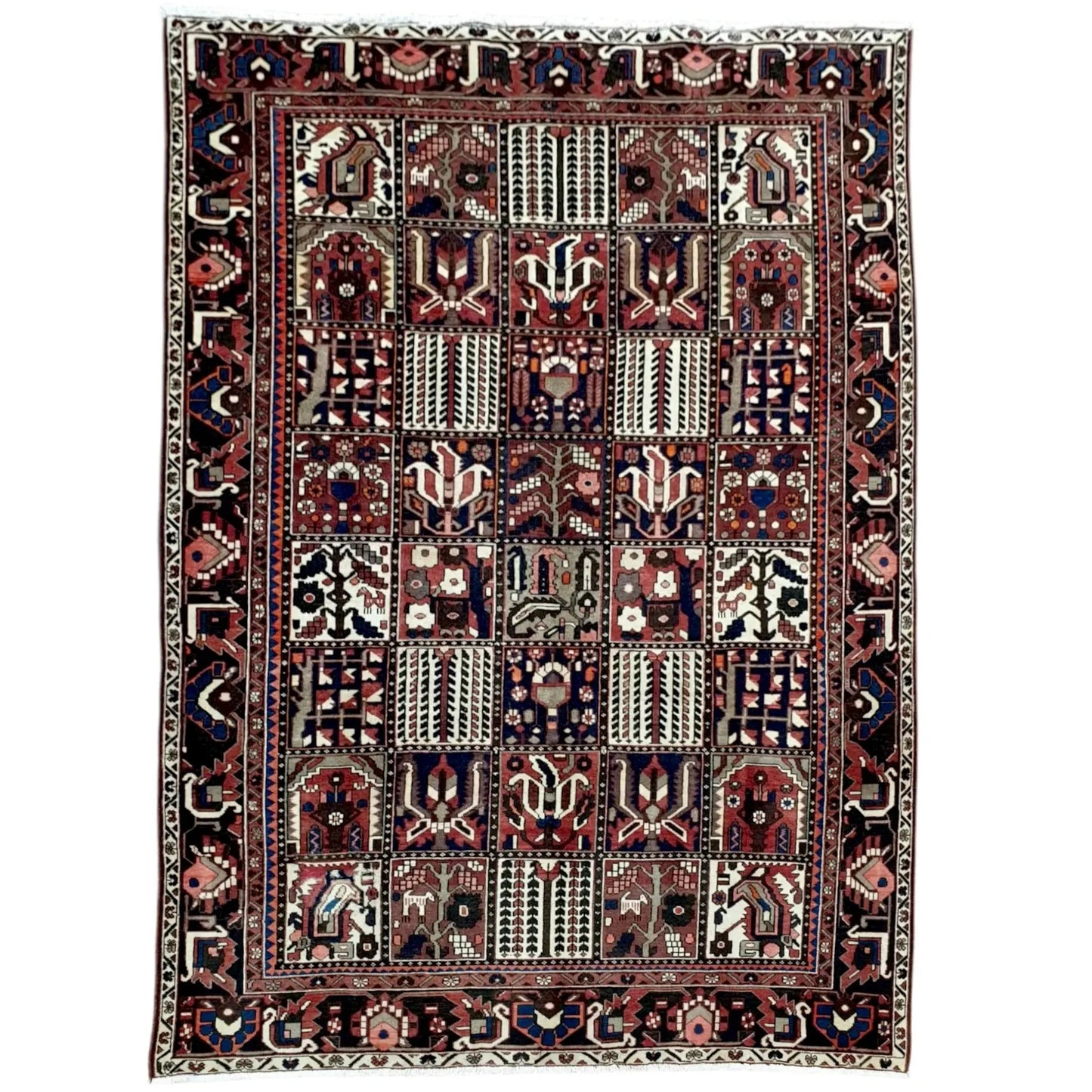 Vintage Bakhtiari hand-knotted wool rug 325 x 210 cm full view