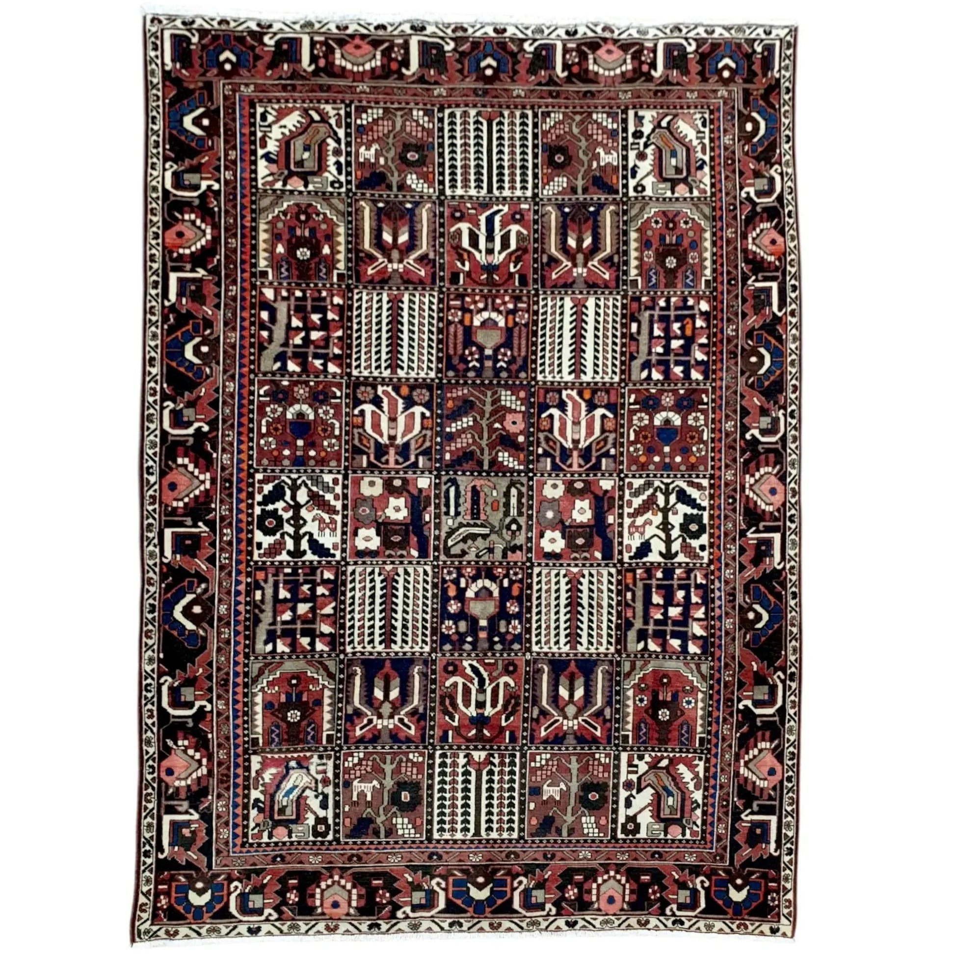 Vintage Bakhtiari hand-knotted wool rug 325 x 210 cm full view