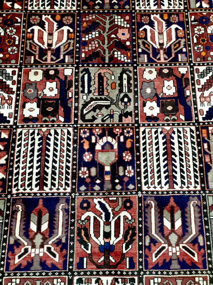 Close-up of vintage Bakhtiari rug showing Garden Design pattern