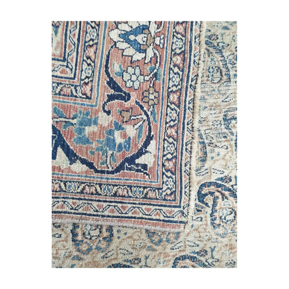 Back border detail of vintage Persian Mashad Dorakhash rug showing weave texture