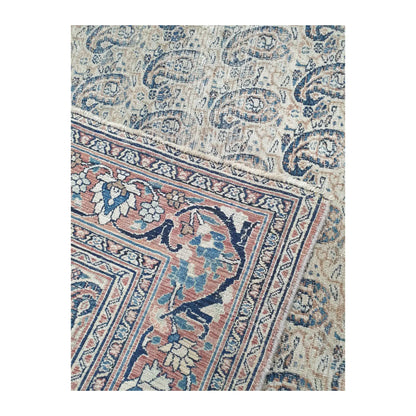 Back corner detail of Persian Mashad Dorakhash hand-knotted wool rug