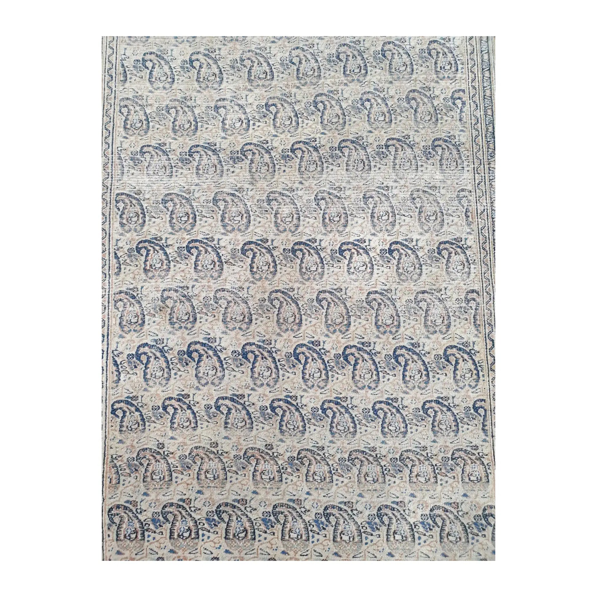 Boteh garden pattern detail on vintage Persian Mashad Dorakhash wool rug