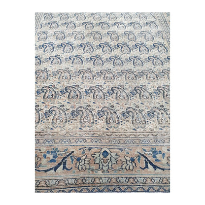 Field and border detail of Persian Mashad Dorakhash rug with boteh pattern