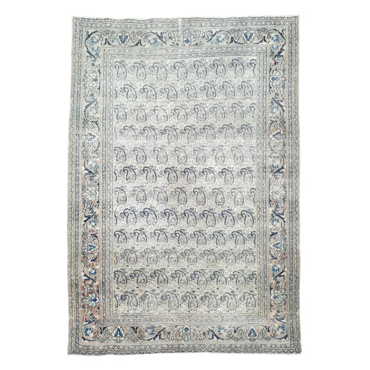Full view of vintage Persian Mashad Dorakhash hand-knotted wool rug 158 x 114 cm
